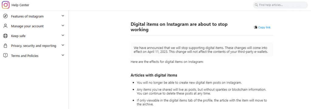 Instagram And Facebook To Discontinue NFT Support On April 11, 2023 1 Instagram And Facebook To Discontinue NFT Support On April 11, 2023