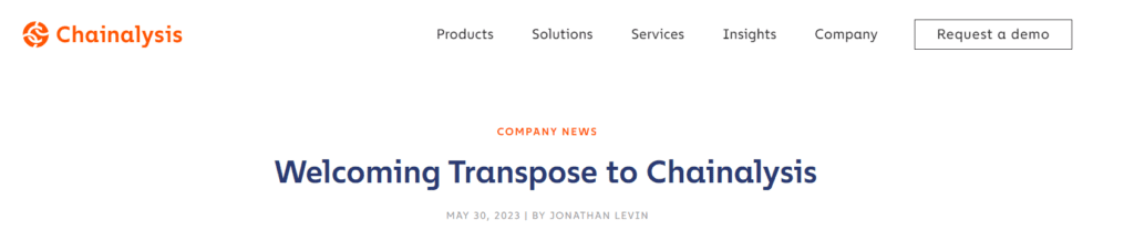 Chainalysis Boosts Crypto Data Capabilities With Transpose Acquisition 2 Chainalysis Boosts Crypto Data Capabilities With Transpose Acquisition
