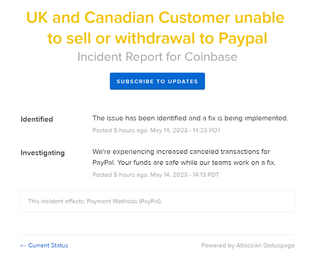 Coinbase UK And Canada Users Can't Trade Via Paypal, Fix Is In Progress 1 Coinbase UK And Canada Users Can't Trade Via Paypal, Fix Is In Progress