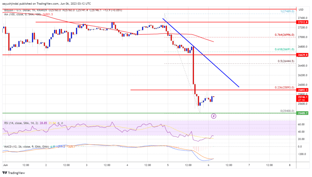 Bitcoin Investors Beware: Price Drops Below Support as $25K Target Looms!