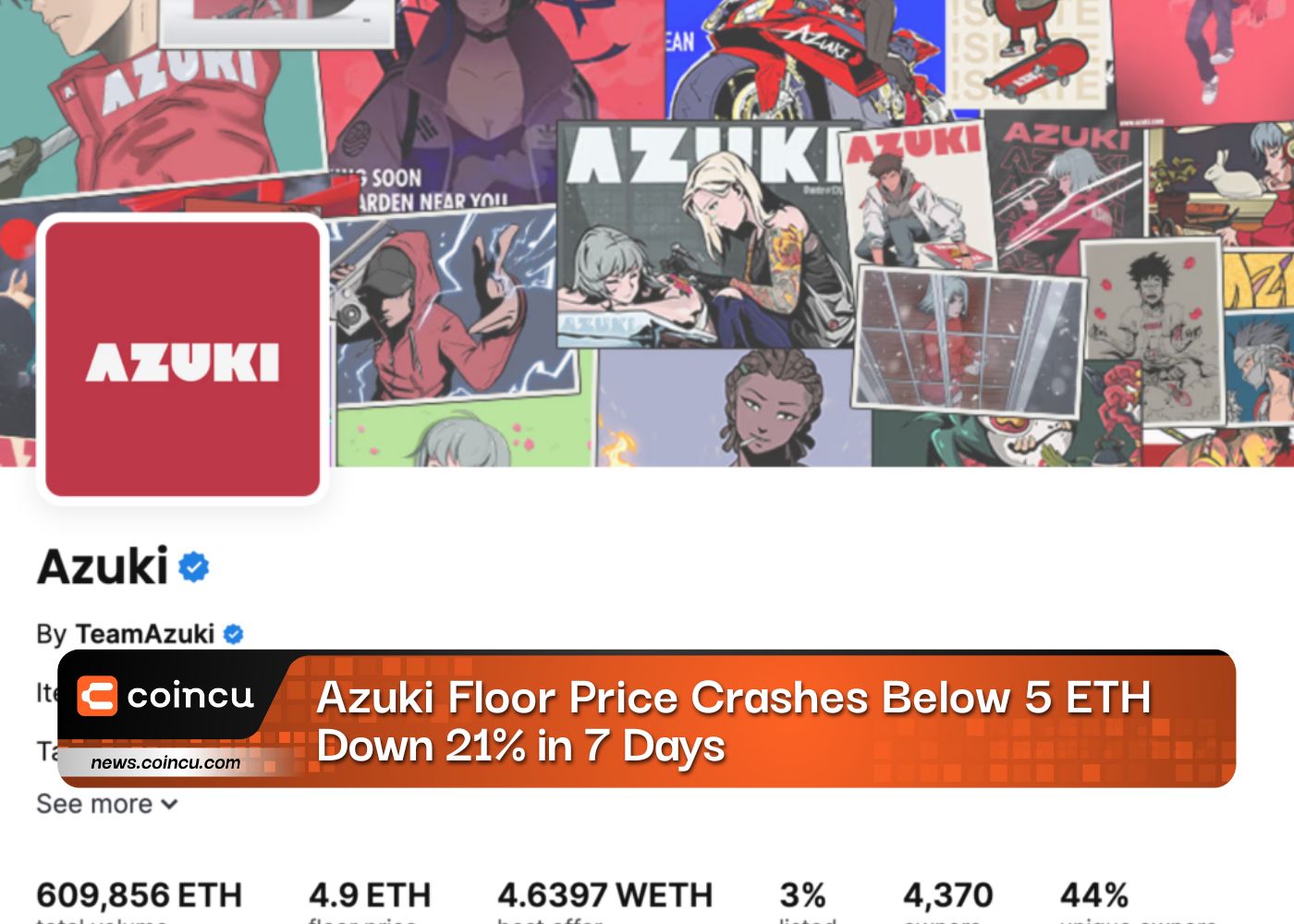Azuki Floor Price Crashes Below 5 ETH