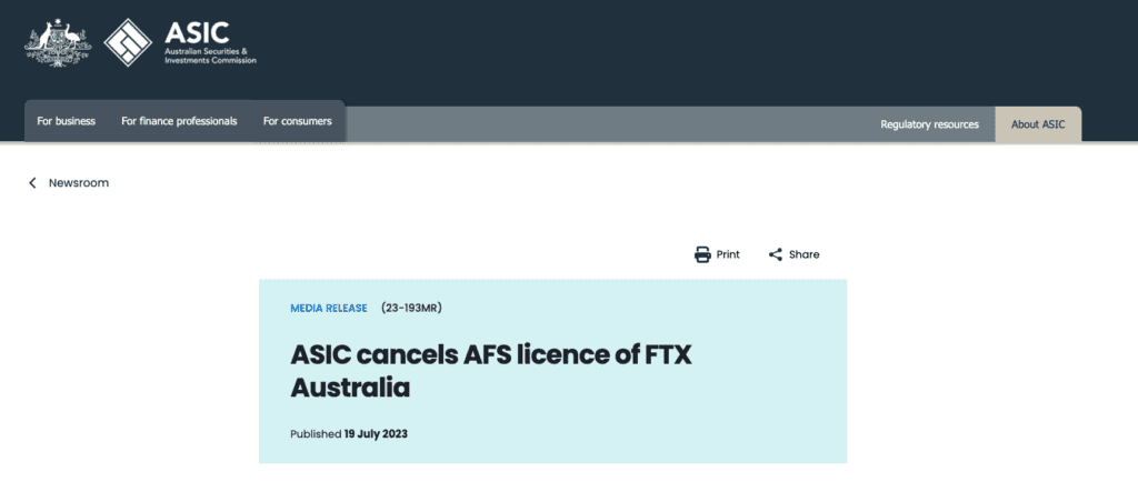 Australian Regulator Cancels FTX License, Shaking Up Crypto Landscape