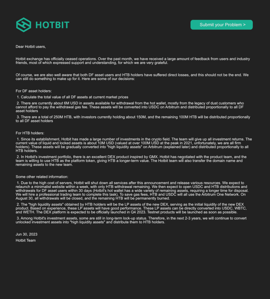 BREAKING: Hotbit Shuts Down, Leaving Users In Panic Amid Rugpull Allegations