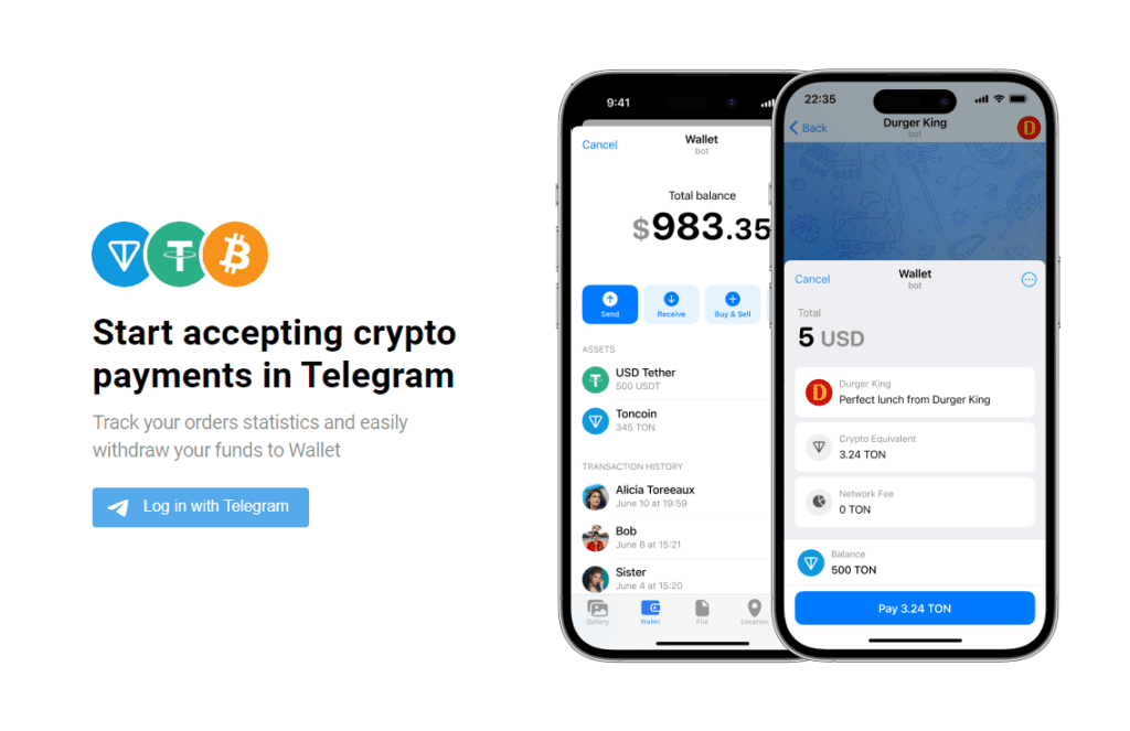 Telegram Wallet Bot Launches New Wallet Pay With Bitcoin, USDT, And TON Support