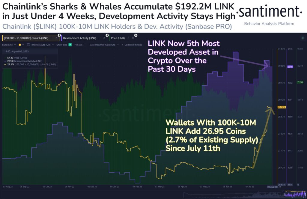 Chainlink Shows Growth With 7% Gain Thanks To Big Whales