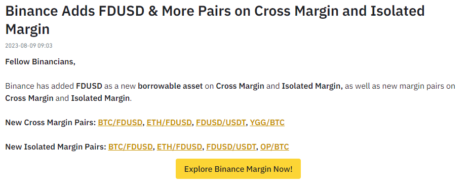 Binance Expands with FDUSD & Enhanced Trading Pairs