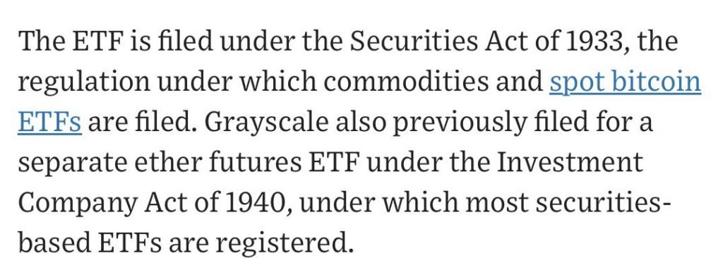 Grayscale Has Filed For New ‘33 Act Ether Futures ETF