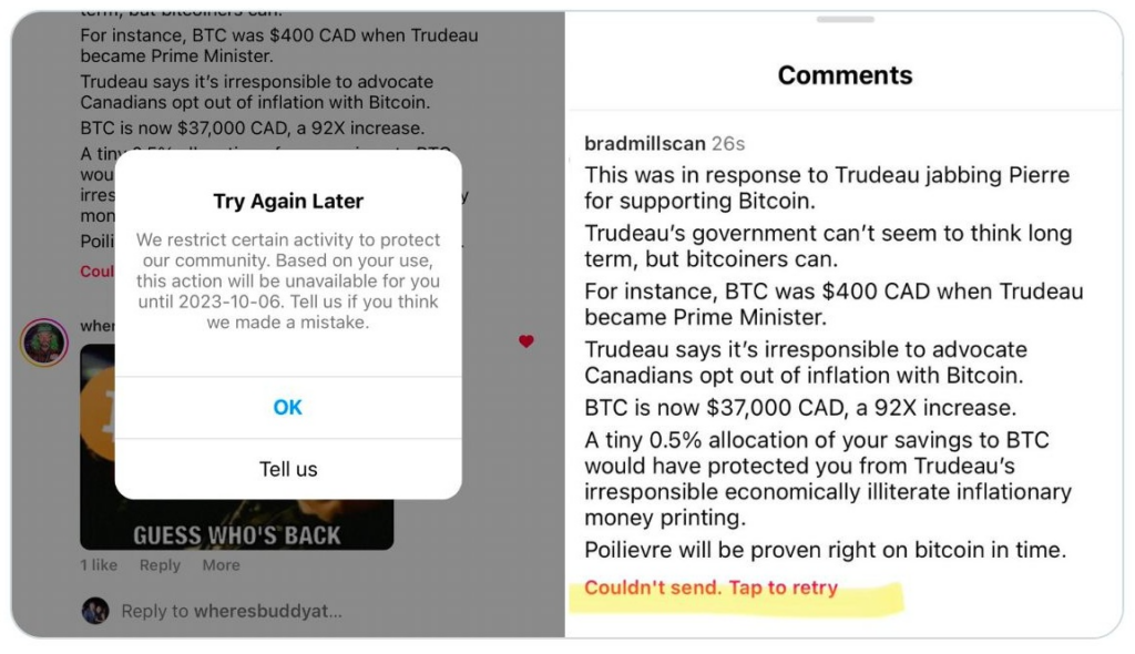 Instagram Bans Bitcoin Post Causing Controversy In The Community