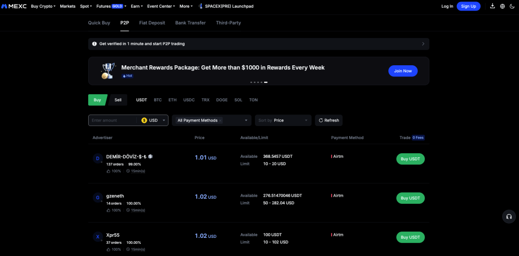 Top 5 Best P2P Crypto Exchanges In 2026 5 MEXC official P2P capture