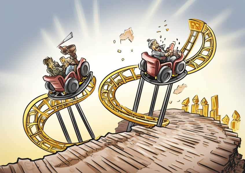 coincu USDC and EURC Coins Riding a Roller Coaster through a Ga 3789456c 5605 41d1 a60a ff1e3e449fd2