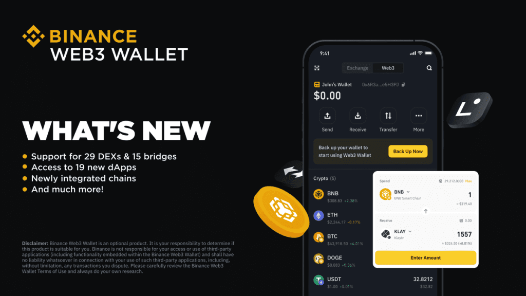 Binance Web3 Wallet Introduces New Chains With 29 DEXs