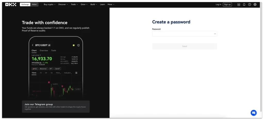 Create password for your OKX account