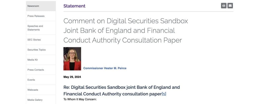 SEC's Peirce Proposed New UK-US Cross-border Sandbox For Innovation