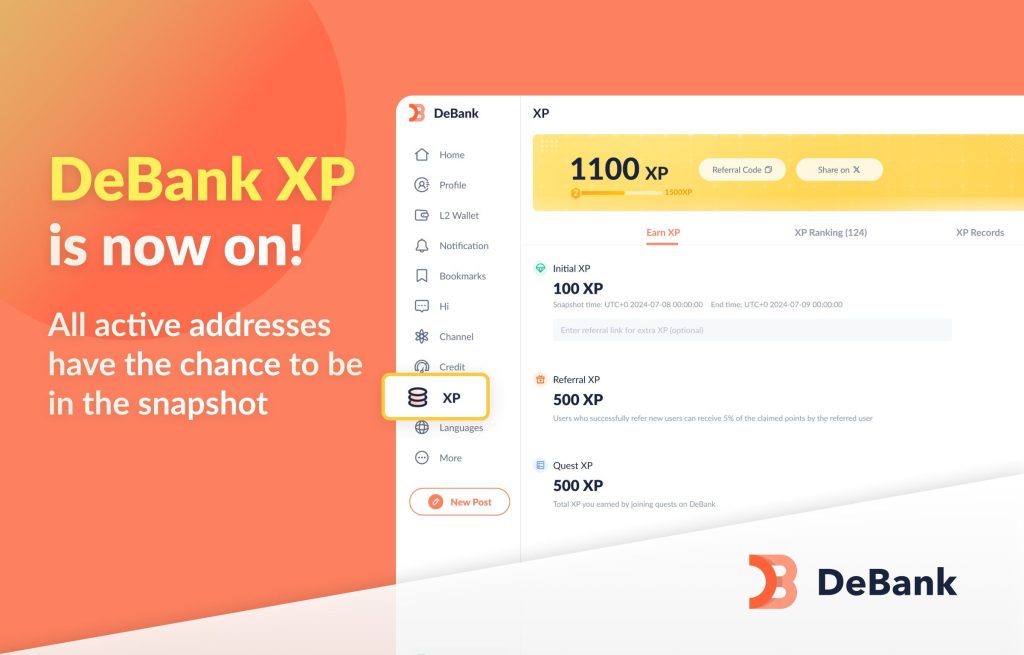 DeBank XP Airdrop Application is Now Live for 30 Days!