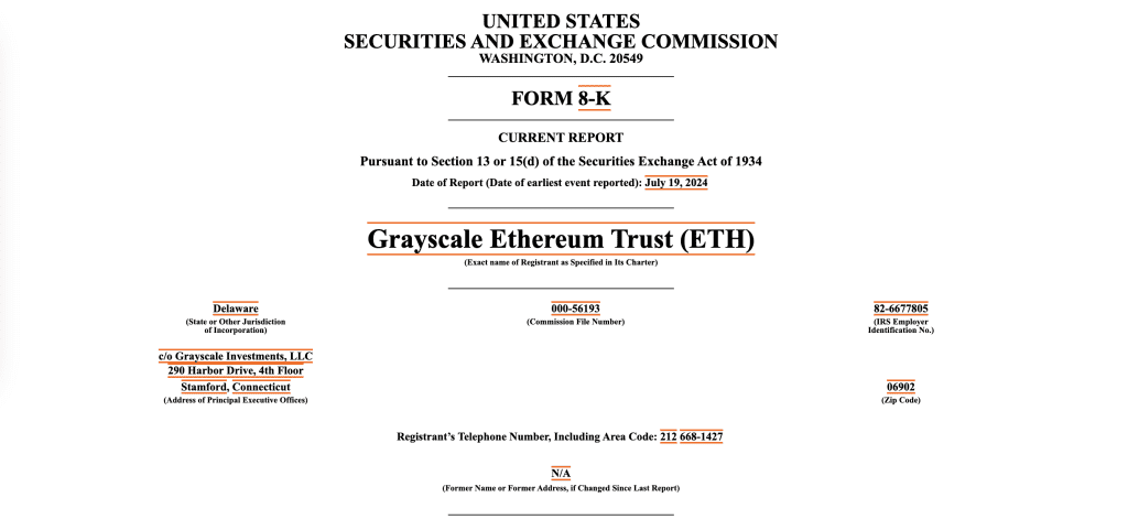Grayscale Ethereum Trust Expected NYSE Arca Listing on July 23