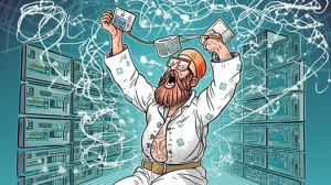 coincu Chainlink depicted as a mad scientist excitedly connecti deebfdd0 5da1 4472 9c46 93fc57d1bd90