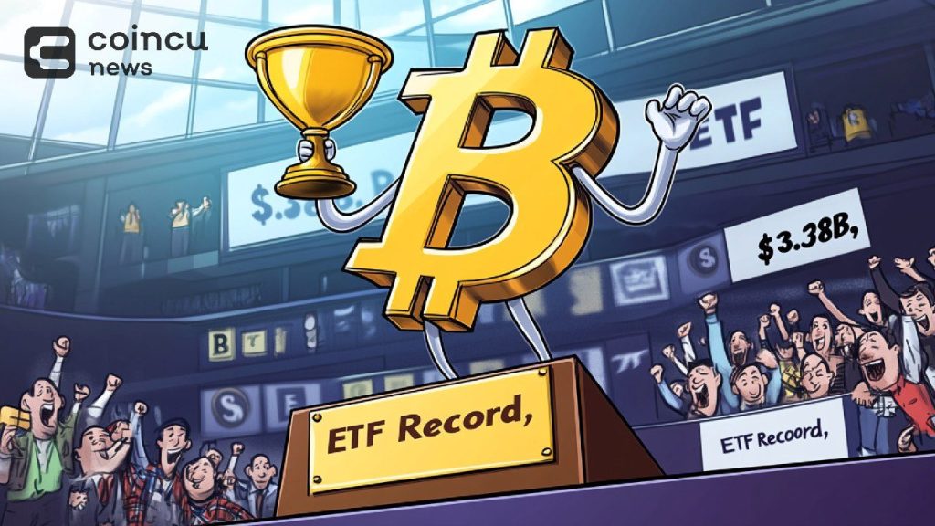 Bitcoin Spot ETF Inflows Hit $3.38 Billion Setting Record