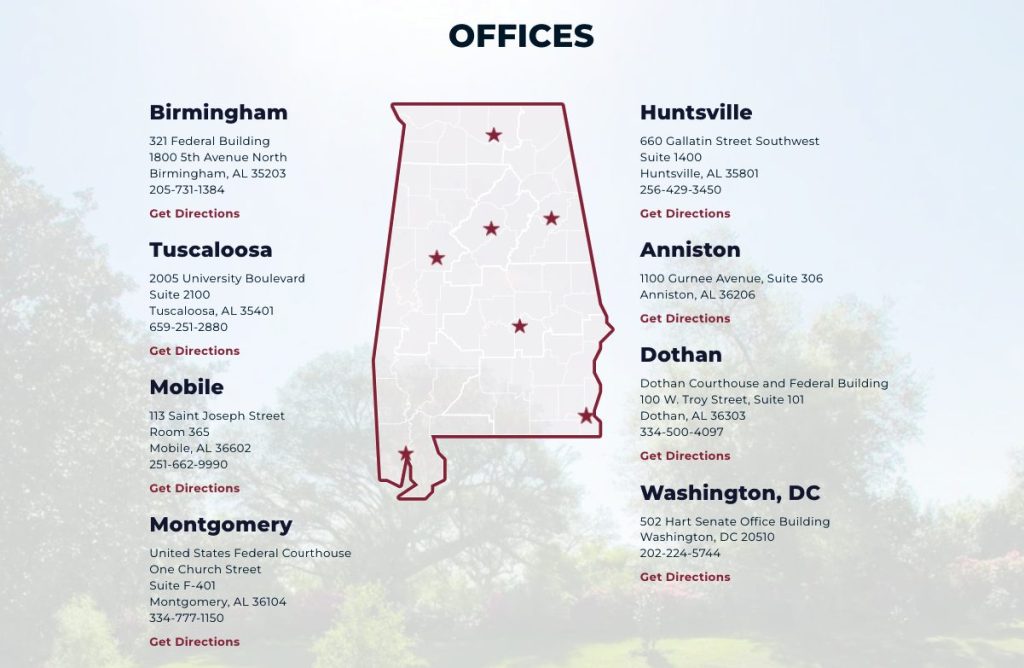 Katie Britt's Senate Offices Locations