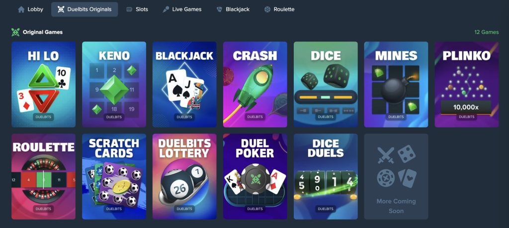 Duelbits Originals and Unique Games