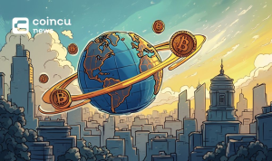 bitcoin globe futuristic cityscape