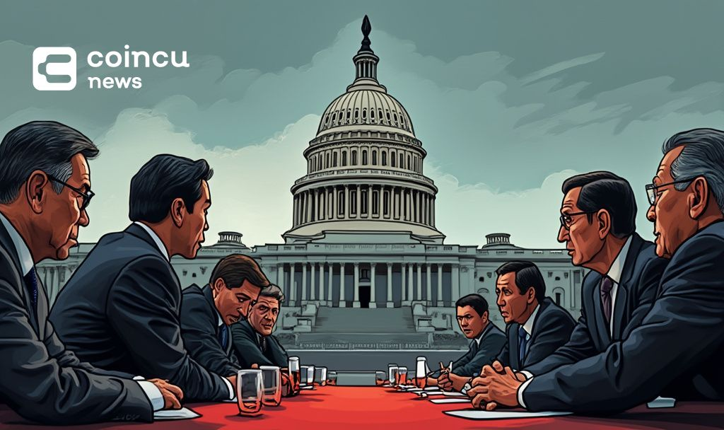 crypto tariff meeting dc cartoon