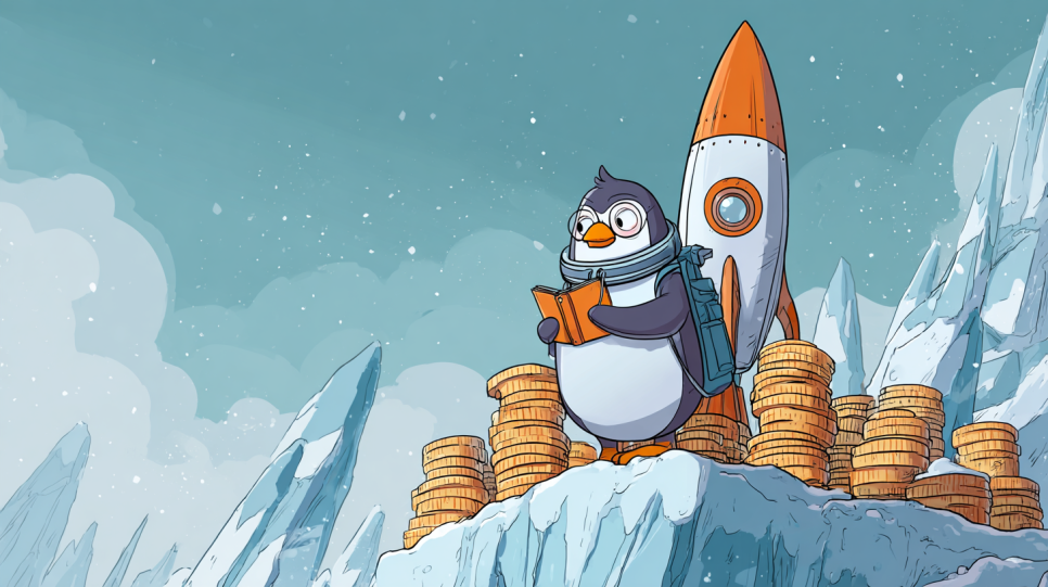 coincu A cartoon penguin strapped to a rocket nervously checkin 188e5eca af78 4067 8d2f 5e2421d75316