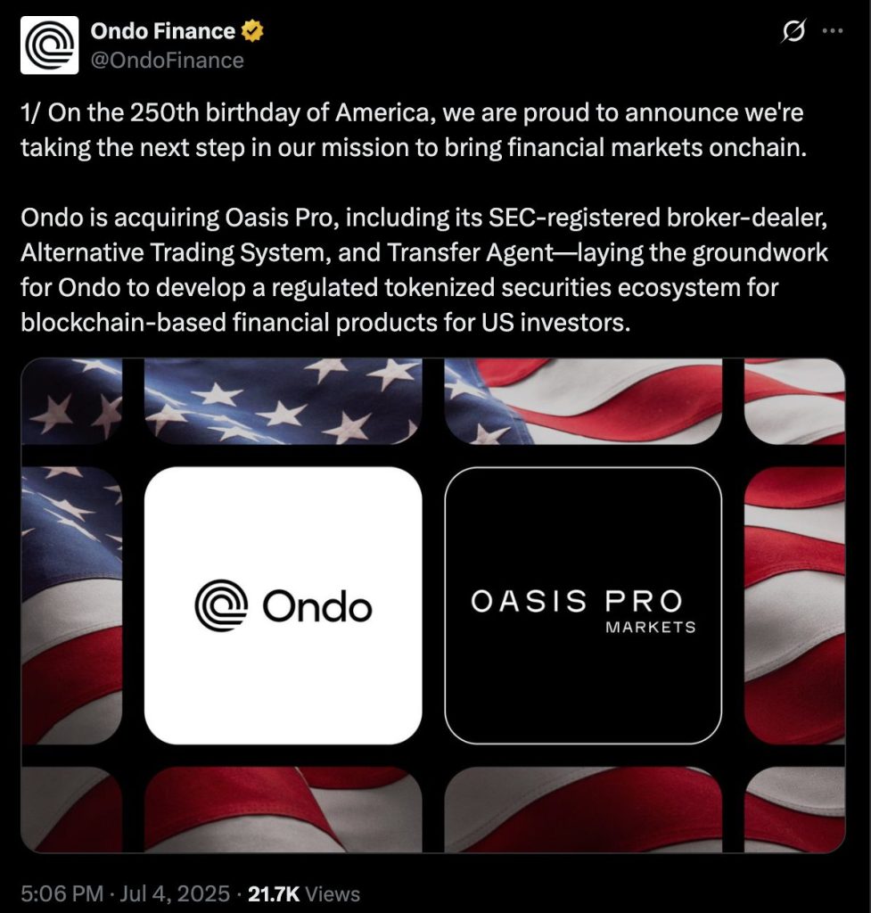 Source: Ondo Finance/X