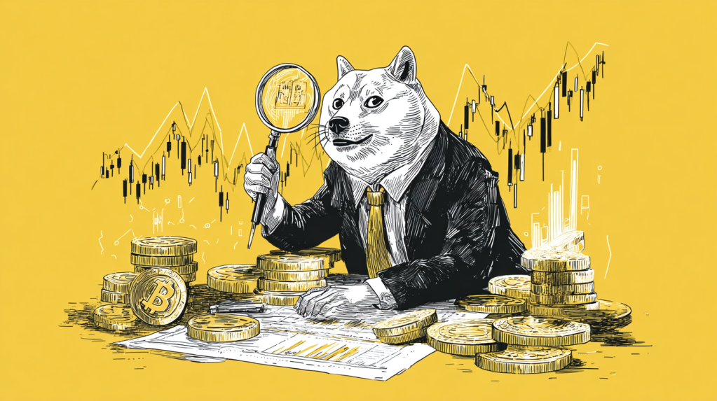 coincu A DOGE dog wearing a suit analyzing a stock chart with a 89194427 d693 4cb0 9572 c045e1b53d2f 3
