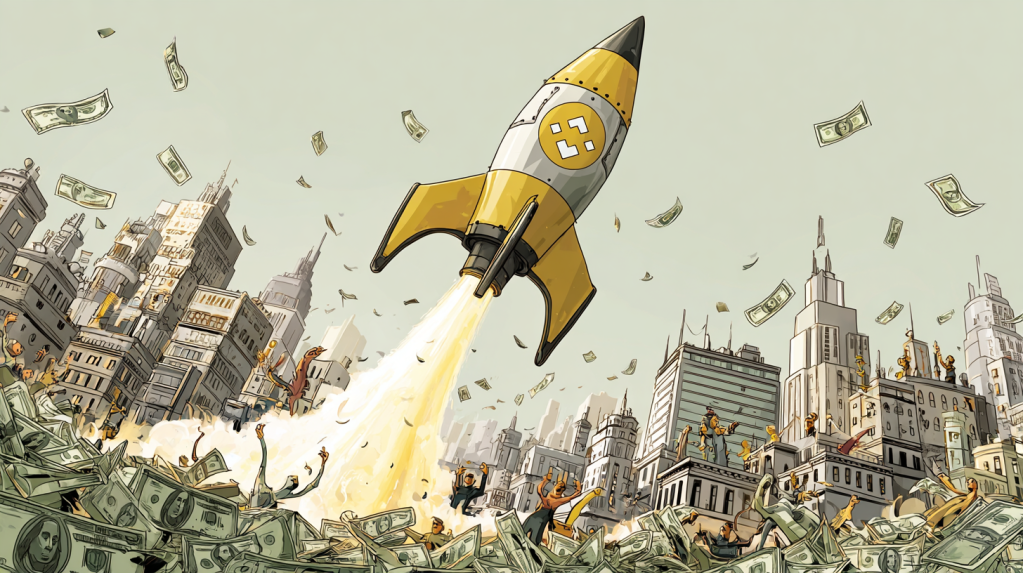 coincu A rocket shaped Binance Coin soaring over a city made of 3f6331ae 2e18 48db 9a8f 995a8518d1f5 1