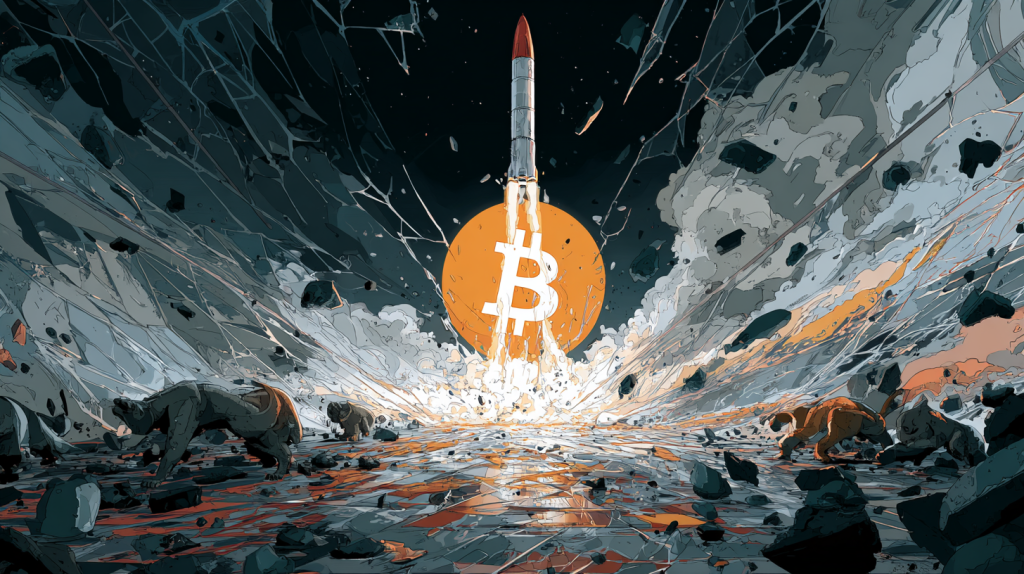 coincu A rocket shaped Bitcoin smashes through a glass ceiling 2342538b 9b6f 4396 9098 d00c7eaba73d