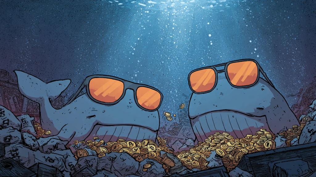 coincu Giant cartoon whales wearing sunglasses stuffing bags of 354b16dd 6ae4 4120 87e8 5ba8ae87c8ec