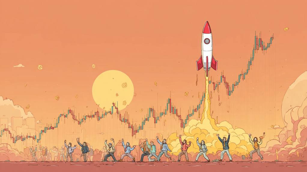 coincu A cartoonish exaggerated crypto chart with a huge double 1ce29255 c985 45f7 ad0a 1c6b72893d7a 1