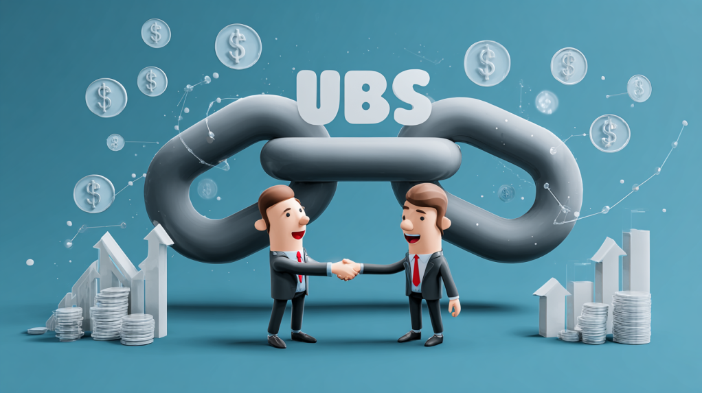 coincu A giant Chainlink logo shaking hands with UBS and DigiFT e5e84c18 4231 41af 8740 3e02494e912a 1