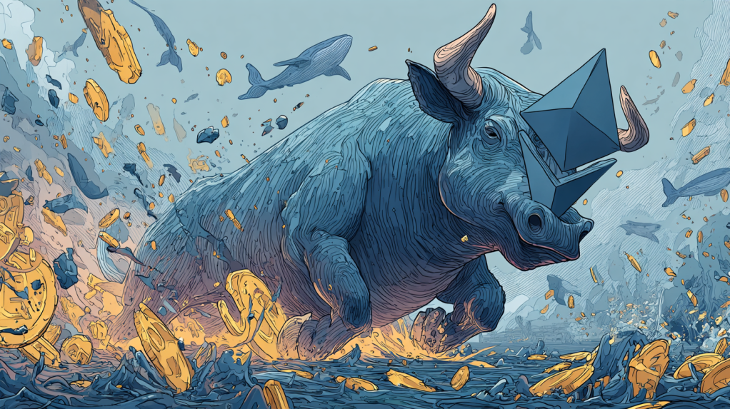 coincu A giant Ethereum bull charging towards a 4500 sign while 8dce20c1 c6b0 4464 b0e1 e5bfb0726143 1