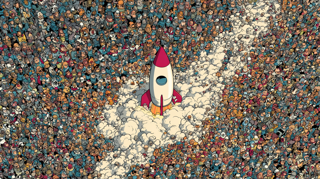 coincu A nervous crypto rocket launching from a tightly compres 19cfb3cd dec5 4852 96bf 5e562323097e 1