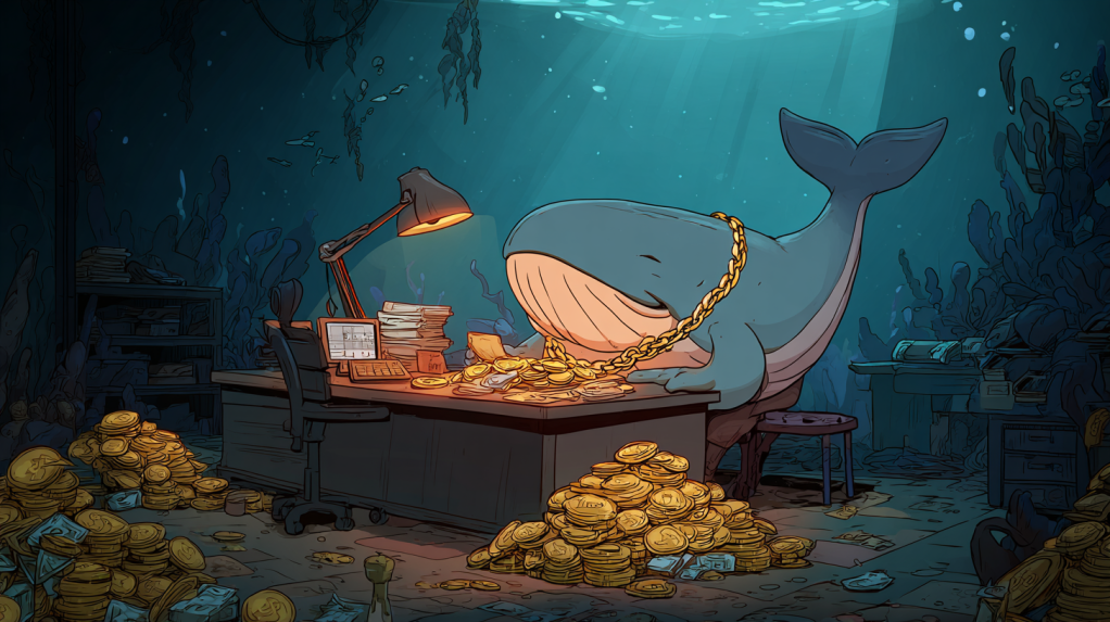 coincu A whale with a gold chain sitting at a desk counting SOL 6f2b9808 4e22 4818 b250 6540216e10f3 1