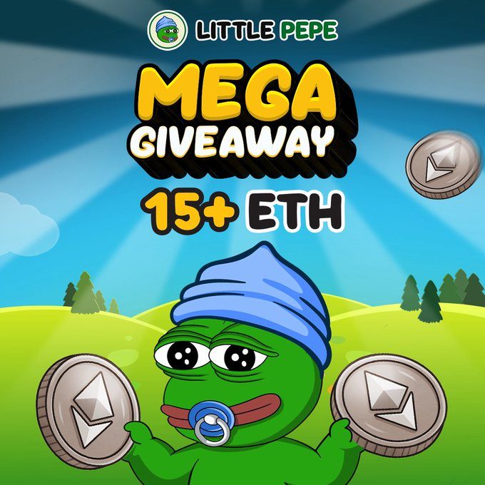 Cartoon character promoting ETH giveaway