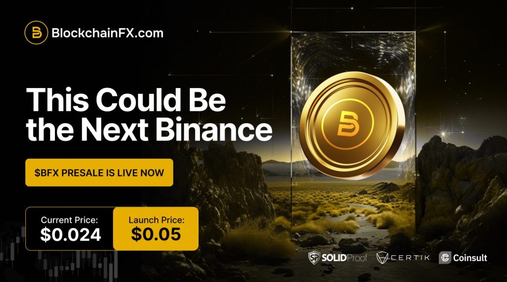 Cryptocurrency presale advertisement for BlockchainFX