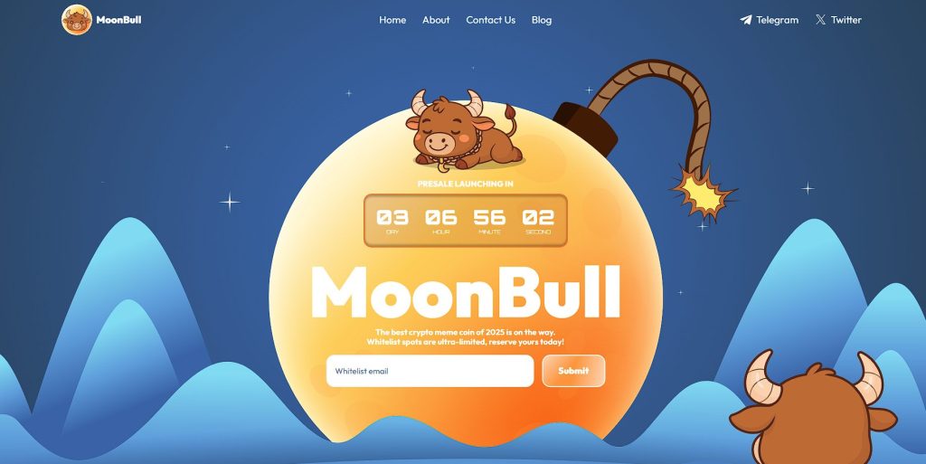 Cartoon bull on a moon background for MoonBull