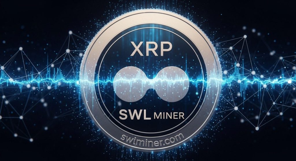 XRP cryptocurrency logo with digital background