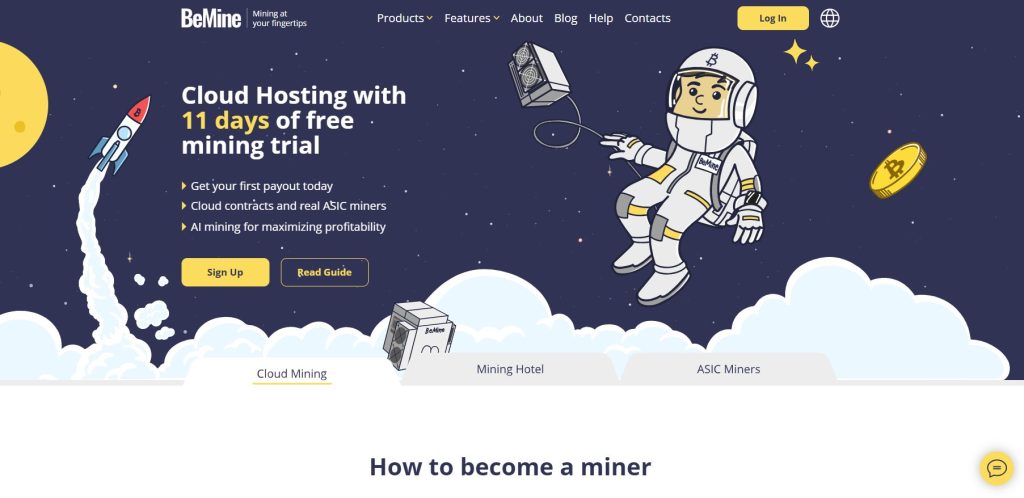 Astronaut promoting cloud mining services