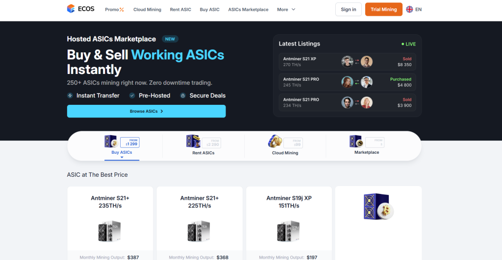 Marketplace for buying and selling ASICs