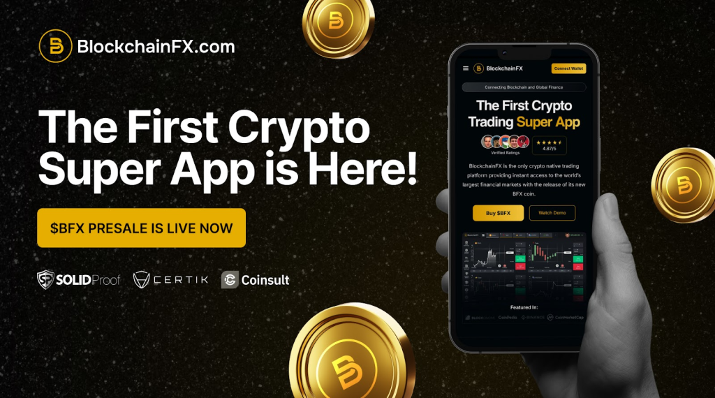 Promotional banner for BlockchainFX 