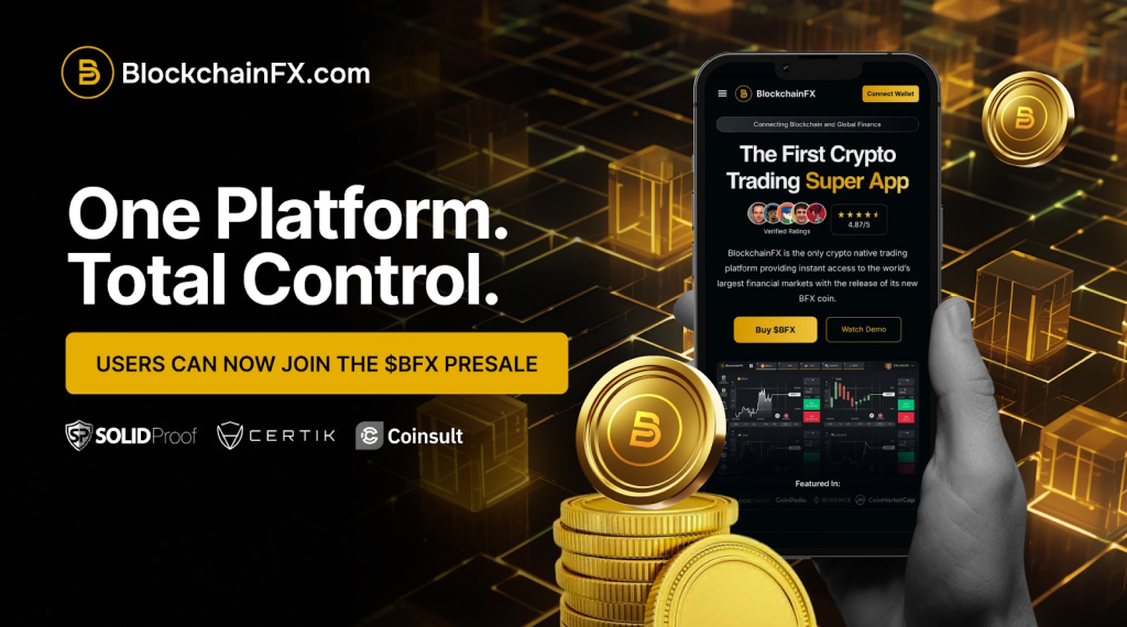 Promotional banner for BlockchainFX
