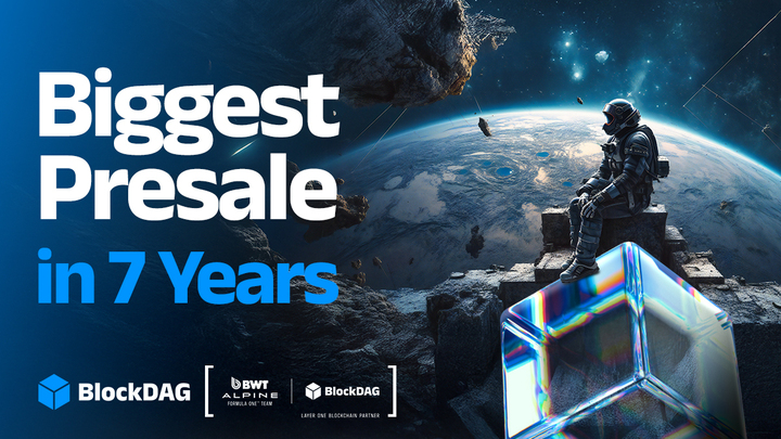 Astronaut promoting a cryptocurrency presale event for BlockDAG