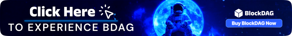 Astronaut promoting a cryptocurrency presale event for BlockDAG