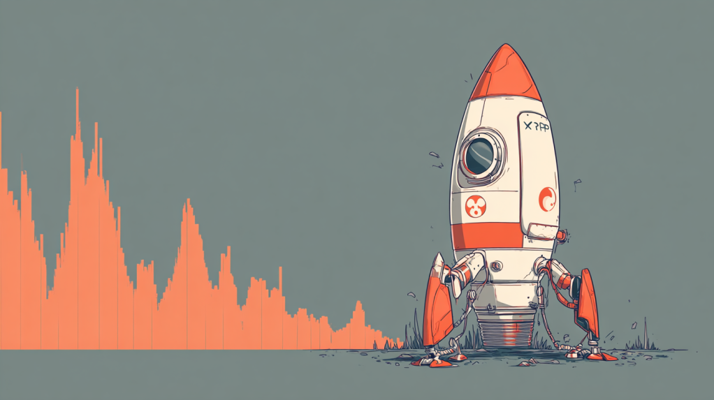 coincu A tired rocket labeled XRP struggling to take off while d907b43f fce5 4649 b9af 43420c189a64