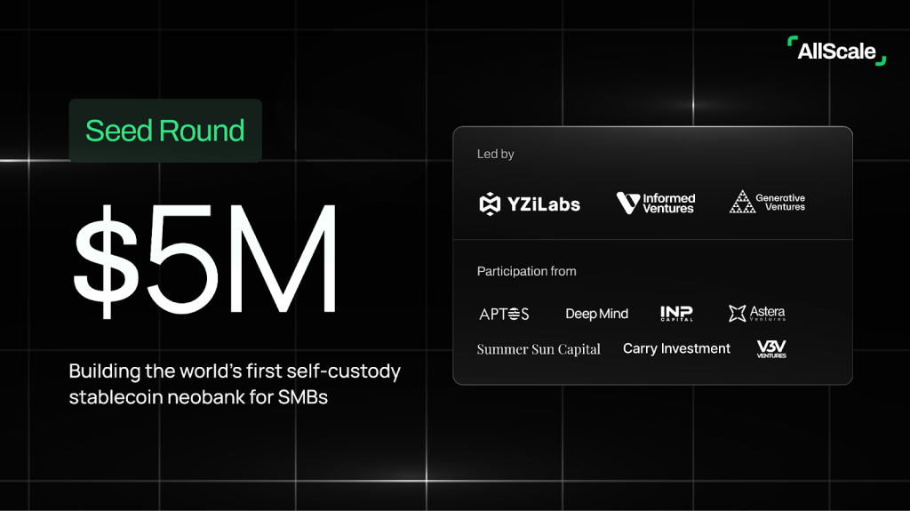 AllScale Raises $5M Seed Led by YZi Labs to Build World's First Self-Custody Stablecoin Neobank 1 image 39