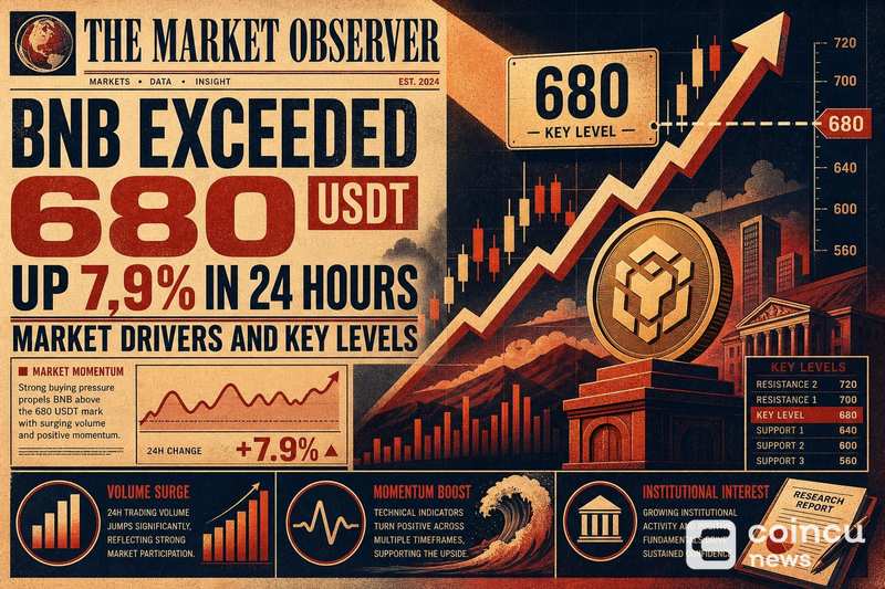 BNB Exceeded 680 USDT, Up 7.9% in 24 Hours: Market Drivers and Key Levels