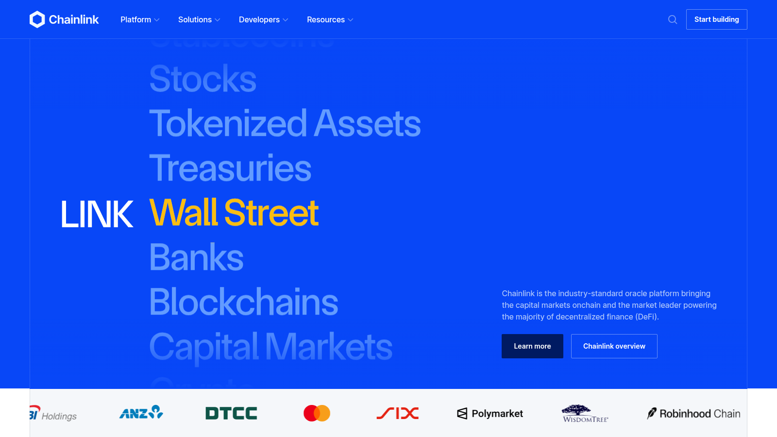 Chainlink official homepage capture